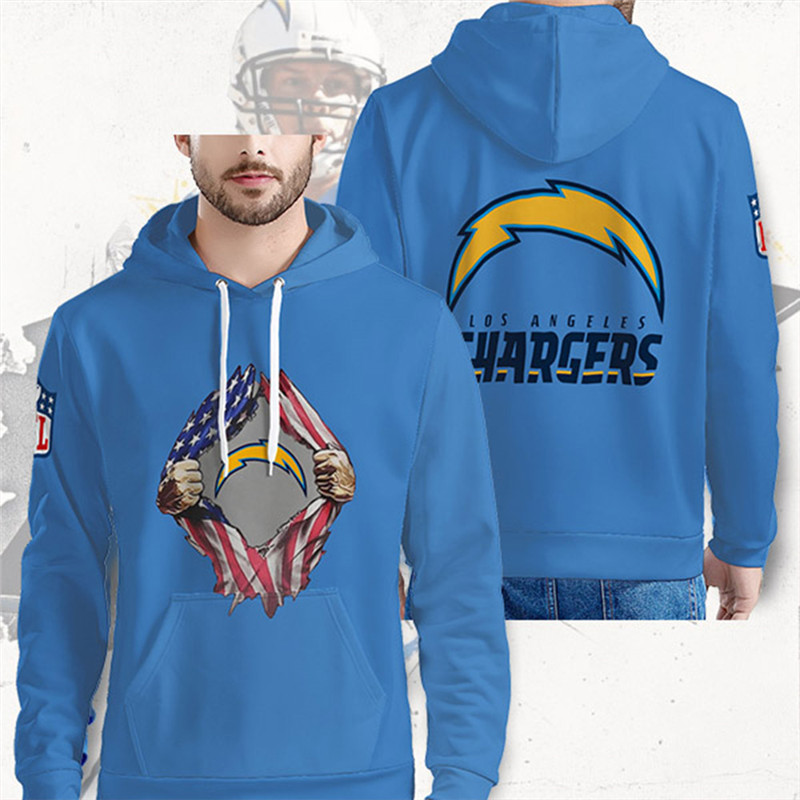 Men's Los Angeles Chargers Blue NFL 3D Trending T-Shirt Hoodie